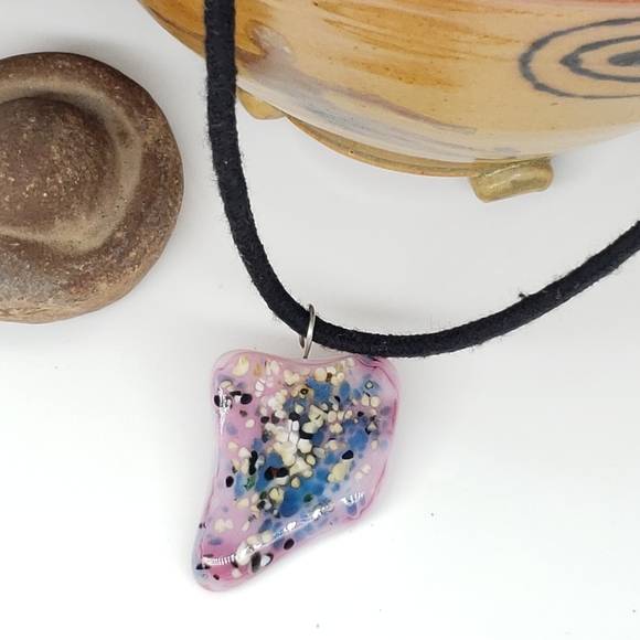 Fused Glass Art Pendant Necklace - Picture 2 of 8